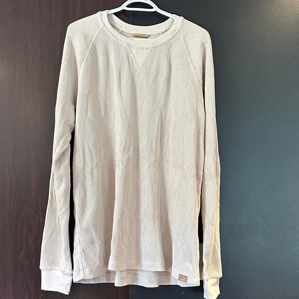 LL BEAN Men's Long-Sleeve Thermal Crewneck Shirt - Cream